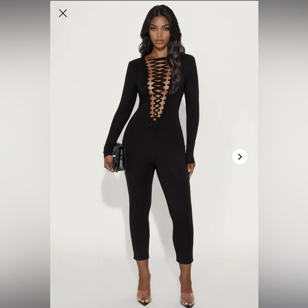 NEW Black Lace-Up Capri Jumpsuit